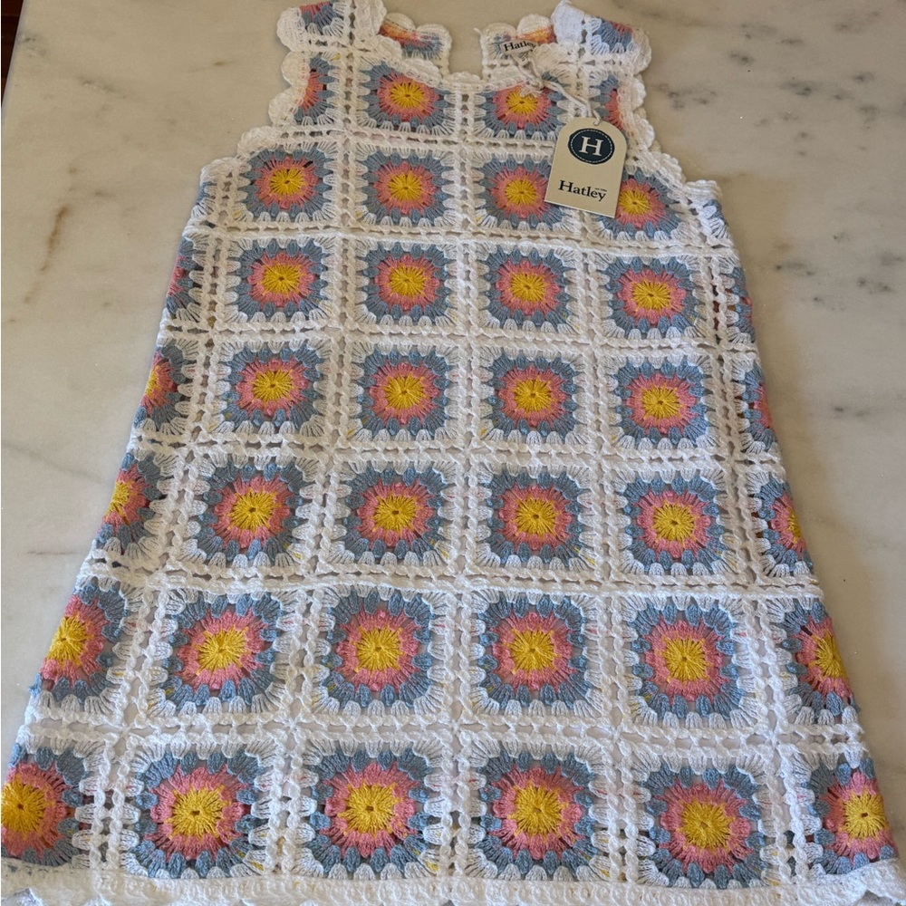 Hatley Kids Crochet Dress - White, Blue, Pink